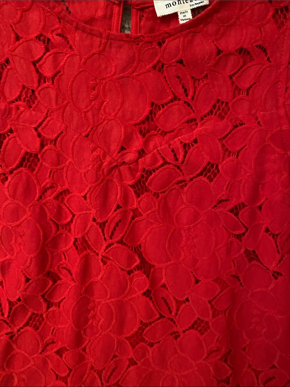 Monteau Red Lace Sleeveless Top with Flutter Cap Details - Picture 4 of 6